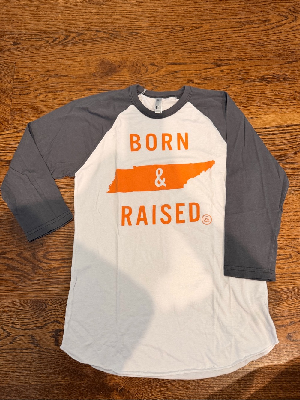 Born & Raised TN - White & Charcoal with Orange Print